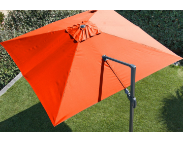 Parasol Alu Déporté Carré 3X3 Mandarine + Tilt + Pied