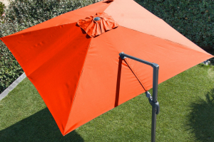 Parasol Alu Déporté Carré 3X3 Mandarine + Tilt + Pied