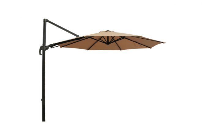 Parasol Déporté Rond Mini Roma Delux 3M Taupe + Pied