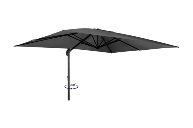 Parasol Alu Déporté rectangle 3X4 Nova Sun Carbon + Pied Noir