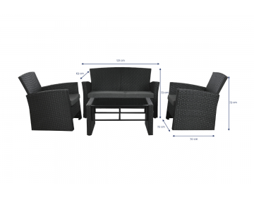 Canapé Set 4 Rotin Synthétique Polyestère 121X63X73