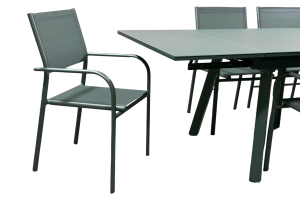 Ensemble Repas Agra 150: 200: 250x90 jusqu'à 10 pl. Duca Graphite/Gris