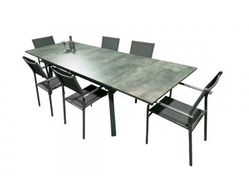 Ensemble Repas Agra 180: 230: 280x100 HPL jusqu'à 10 pl. Duca Graphite/Cave