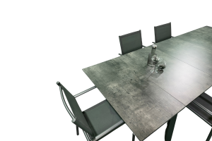 Ensemble Repas Agra 180: 230: 280x100 HPL jusqu'à 10 pl. Duca Graphite/Cave