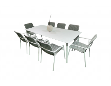 Ensemble Repas Durham 220x100 White 8 places