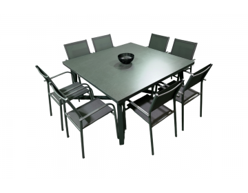 Ensemble Repas Agira 150X150 8 places Duca Alu - Black