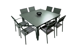 Ensemble Repas Agira 150X150 8 places Duca Alu - Black