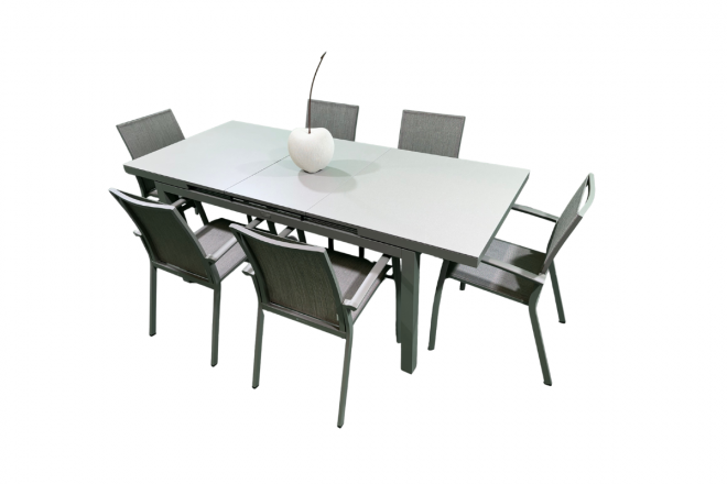 Ensemble Repas Gabon 160: 210x90 Q Grey Plateau kedra 6 pl. Sevilla