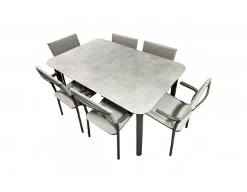 Ensemble Repas Oron 154X100 HPL Ciment 6 places