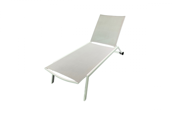 Lit de Soleil Hydra SL Alu White Mat Textilène Silver Light Grey