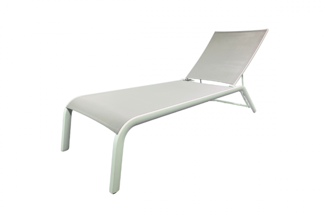 Lit de Soleil Agde Alu WhiteMat  Textilène Light Grey