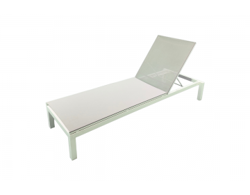 Lit de Soleil Cadzand Stack SL Alu White Mat Textilène Silver Grey