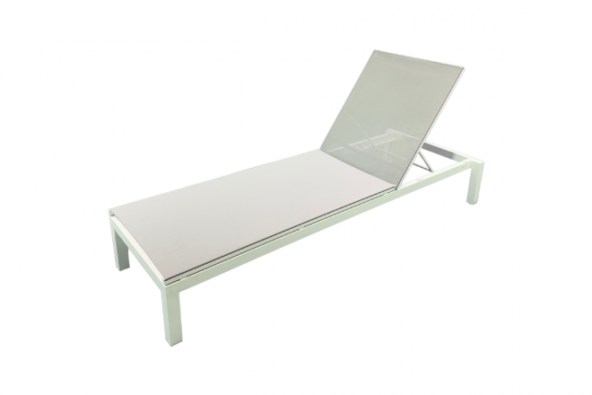 Lit de Soleil Cadzand Stack SL Alu White Mat Textilène Silver Grey